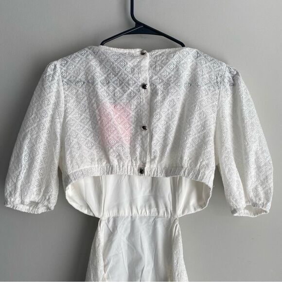 HELLO MOLLY Dream With Me Eyelet Open Back Dress White - Picture 8 of 10